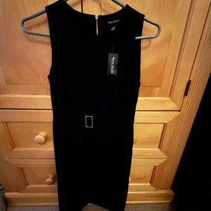 White and black house dress